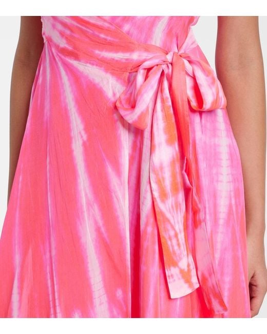 Anna Kosturova Red Tie-Dye Halterneck Silk Wrap Dress