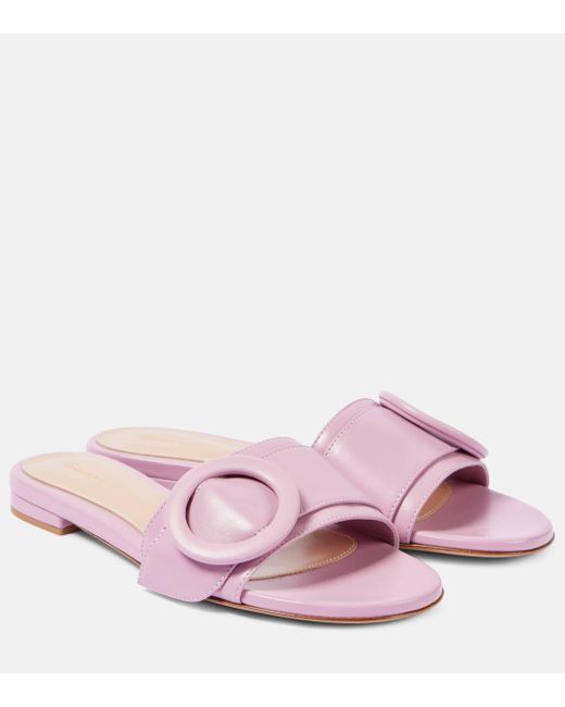Gianvito Rossi Pink Leather Slides