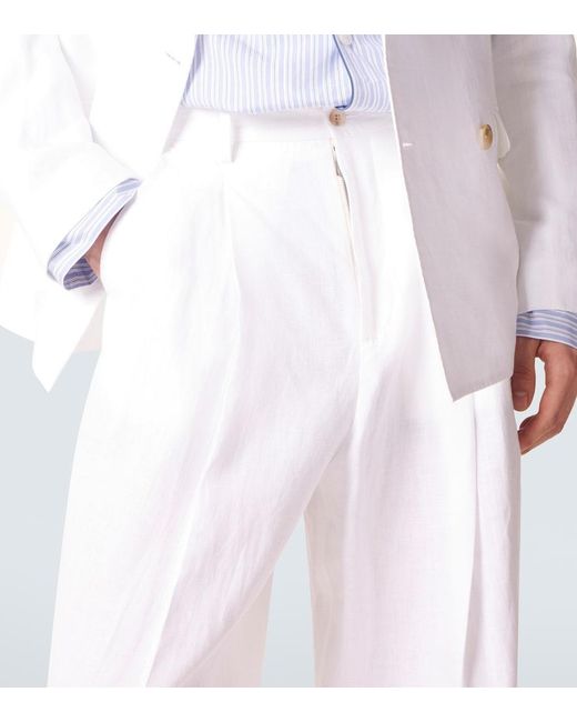 Dolce & Gabbana Linen Canvas Wide-Leg Pants in White for Men | Lyst UK