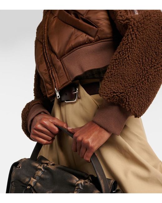 Blancha Brown Quilted Shearling Bomber Jacket