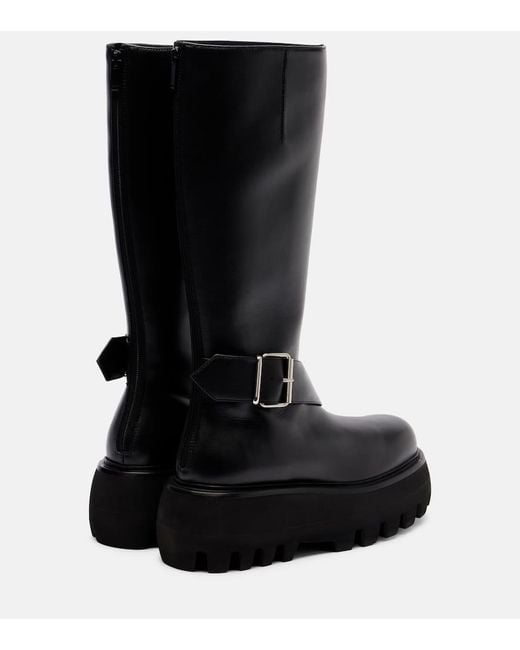 Alexander McQueen Black Leather Knee-High Boots