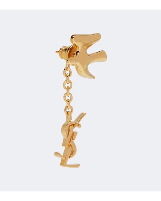 Saint Laurent Metallic Cassandre Brass Earrings