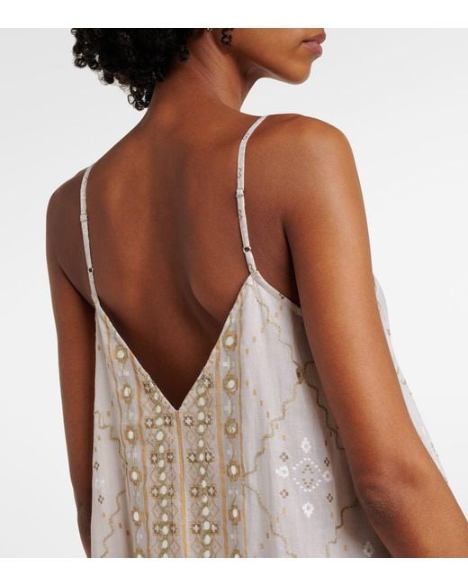 Juliet Dunn Natural Mosaic Printed Cotton Midi Dress