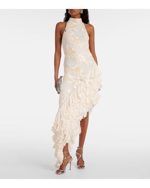 ROTATE BIRGER CHRISTENSEN White Bridal Floral-Applique Maxi Dress