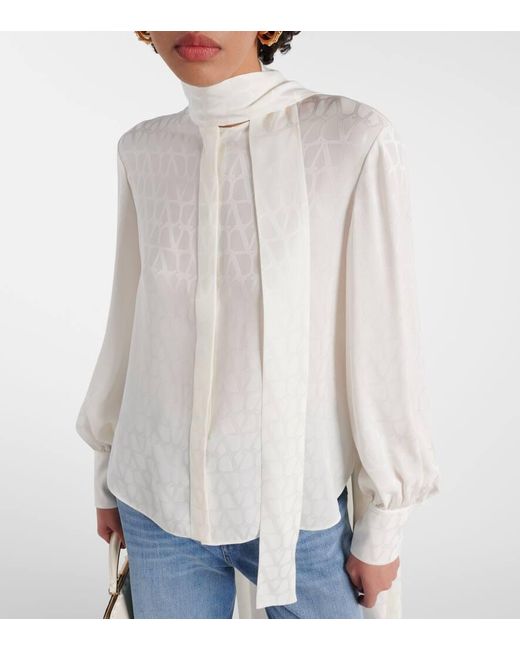 Valentino White Bluse Toile Iconographe Aus Seide