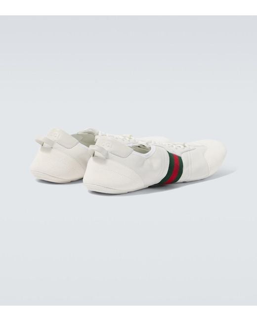 Gucci Metallic Flex Leather And Suede Sneakers for men