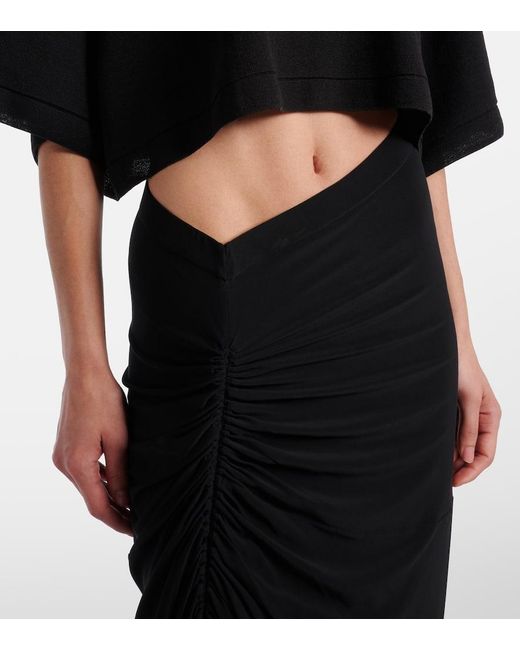 Alaïa Black Gathered Jersey Maxi Skirt
