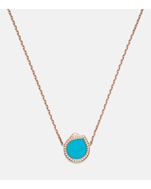Repossi Blue Antifer 18Kt Rose Pendant Necklace With And Diamonds