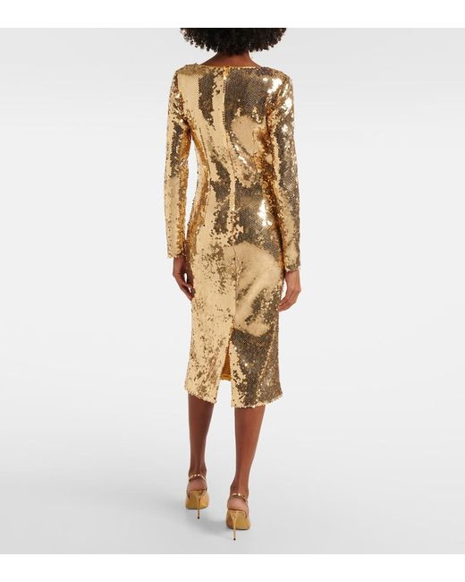 Dolce & Gabbana Metallic Sequined Midi Dress