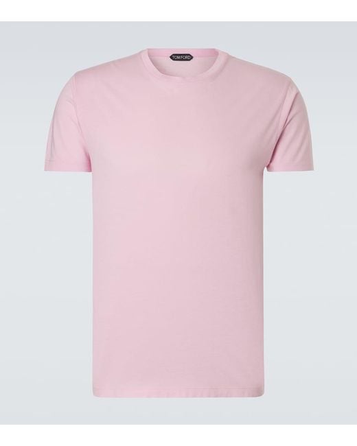 Tom Ford Pink Cotton And Silk Jersey T-Shirt for men