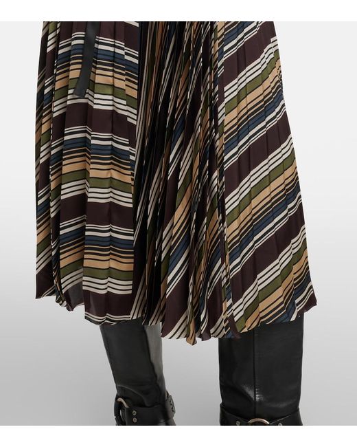 Sacai Black Striped Midi Skirt