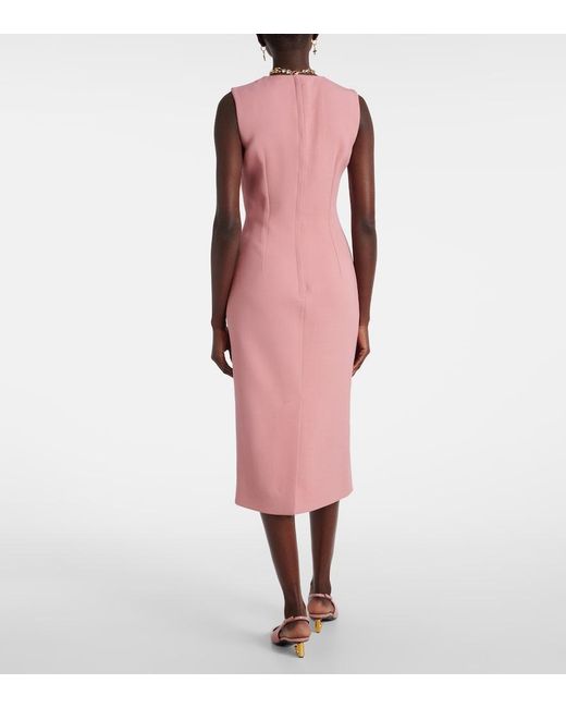 Dolce & Gabbana Pink Virgin Wool Midi Dress