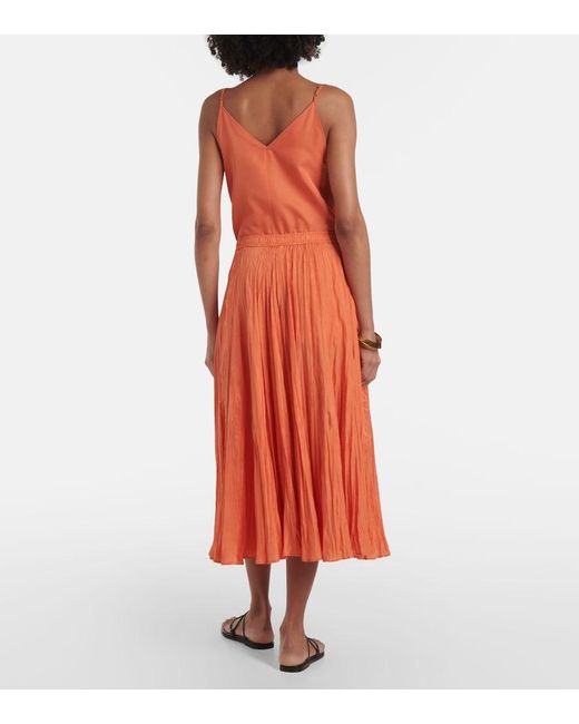 Joseph Orange Sully Silk Midi Skirt