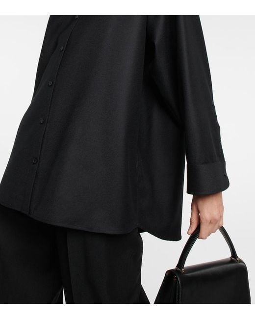 The Row Black Caroline Virgin Wool Shirt