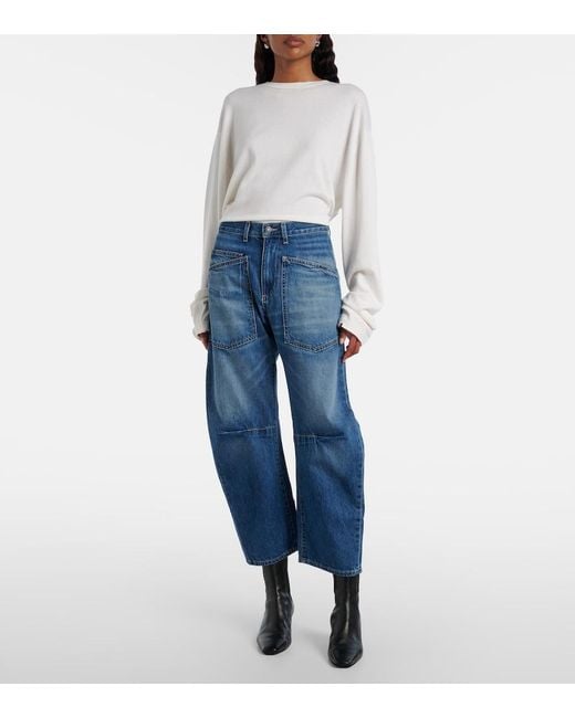 Nili Lotan Blue Shon Barrel-Leg Jeans