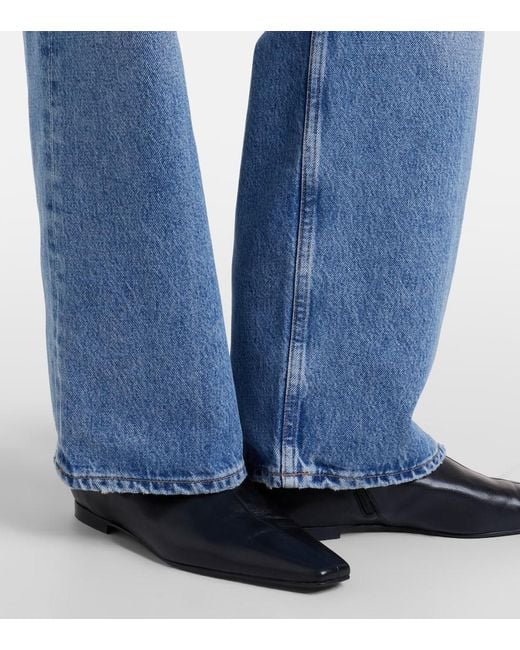 Agolde Blue Low Rise Loose Straight Jeans