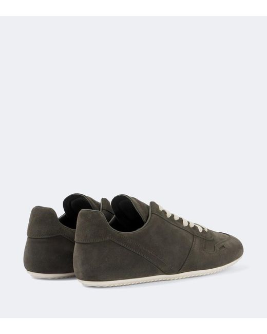 Rick Owens Green Minimal Suede Sneakers for men
