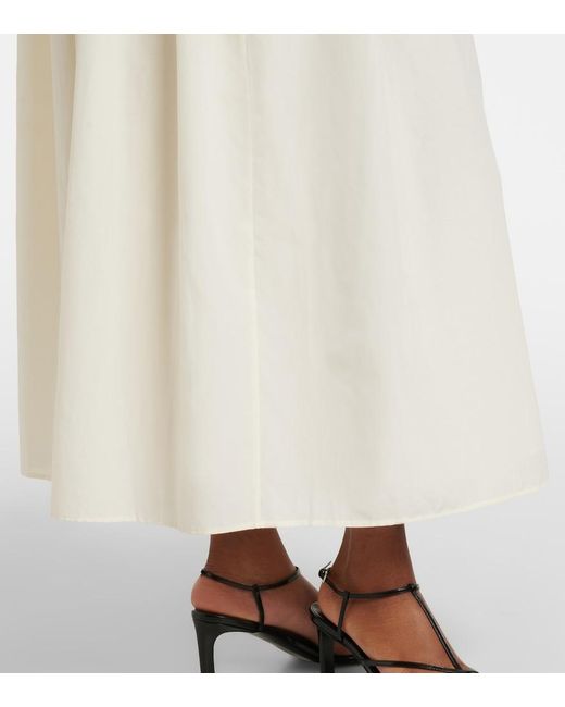 Loulou de Saison White Naya Gathered Cotton And Silk Maxi Skirt