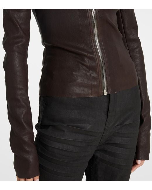 Rick Owens Brown Gary Leather Jacket