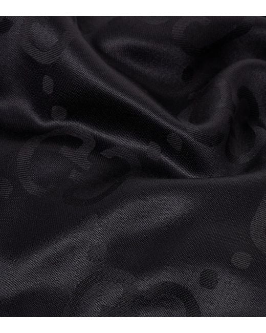 Gucci Black Gg Silk And Wool Jacquard Scarf