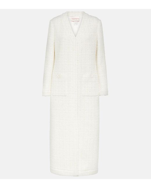 Manteau en tweed Valentino en coloris White