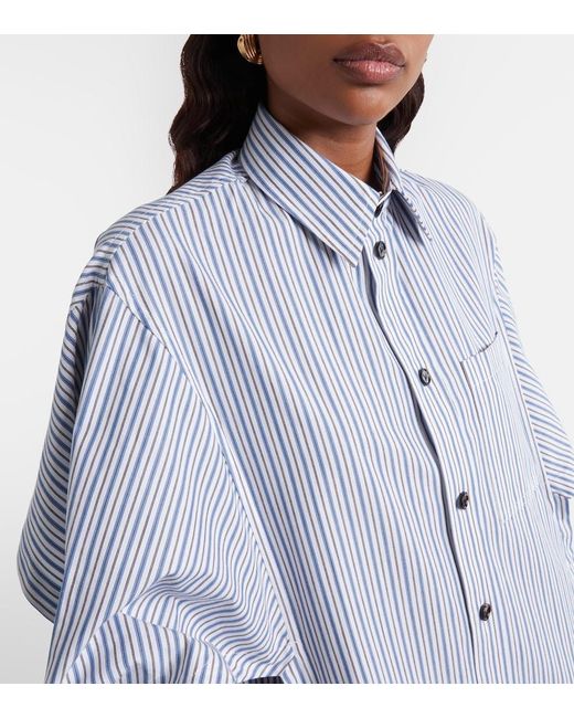 Bottega Veneta Blue Striped Cotton Shirt Dress