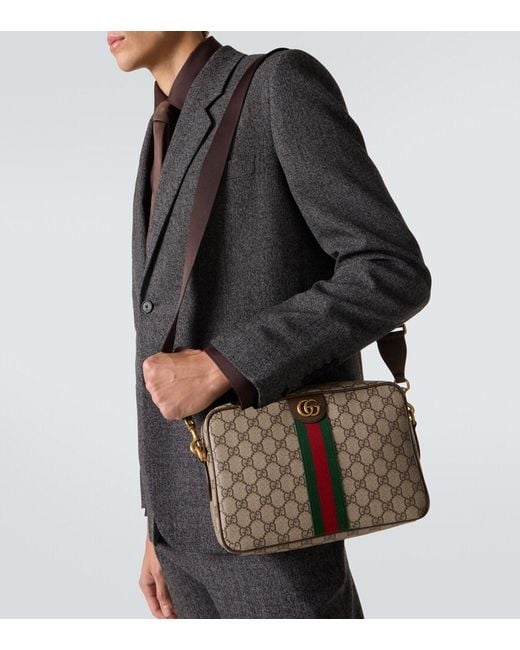 Gucci Green Ophidia Gg Canvas Medium Crossbody Bag for men