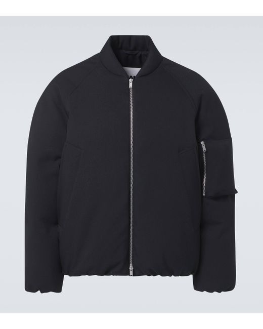 Jil Sander Black Oversized Gabardine Down Jacket for men