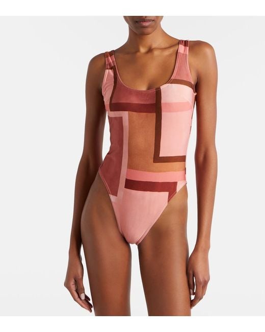 Zimmermann Red Como Printed Bodysuit