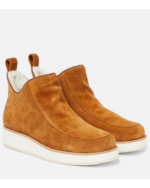 Gabriela Hearst Brown Harry Shearling-Lined Suede Ankle Boots
