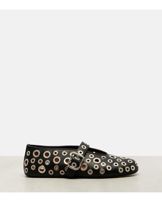 Alaïa Black Studded Leather Ballet Flats