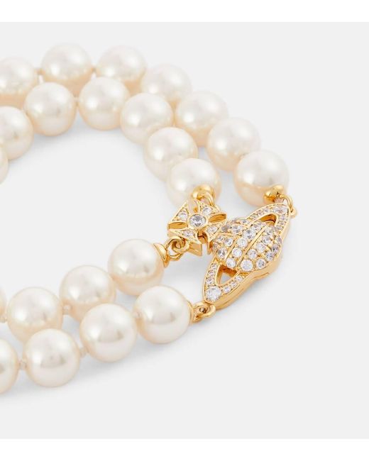 Vivienne Westwood Natural Graziella Embellished Faux Pearl Bracelet