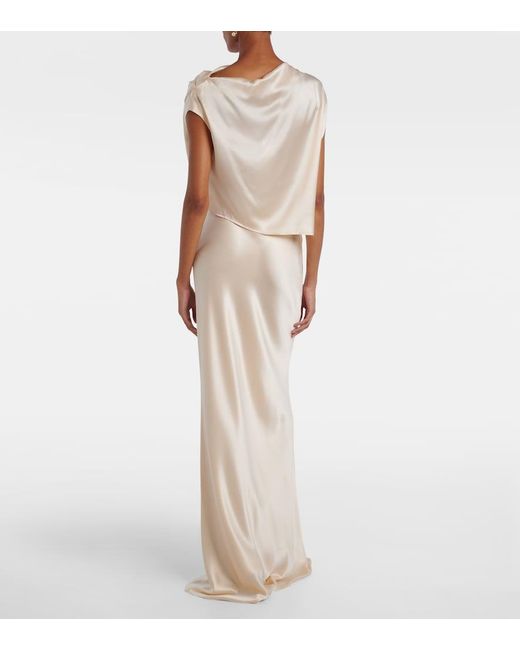 The Sei Natural Draped Silk Satin Top