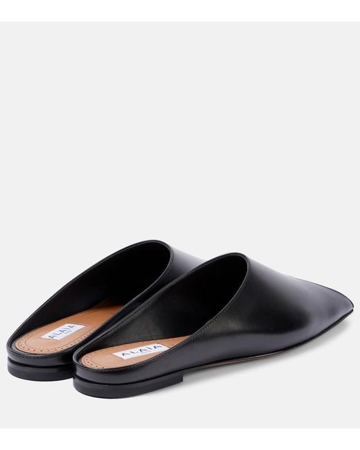 Alaïa Black Leather Slippers