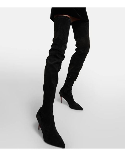 Christian Louboutin Black Kate 85mm Suede Over-the-knee Boots