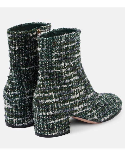 Gianvito Rossi Green Joelle 45 Boucle Tweed Ankle Boots