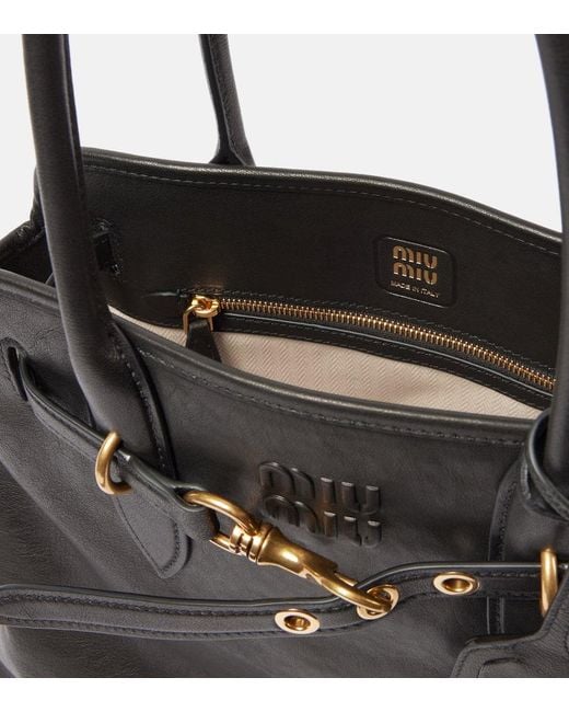 Miu Miu Black Tote Bag Aventure Medium Aus Leder