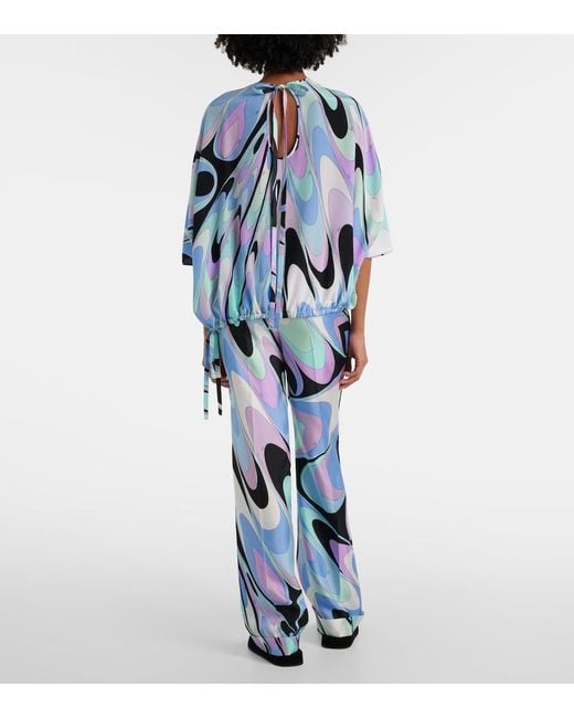 Emilio Pucci Blue Printed Blouse