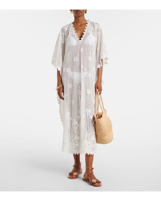 Melissa Odabash White Kaftan Josephine Aus Einem Baumwollgemisch