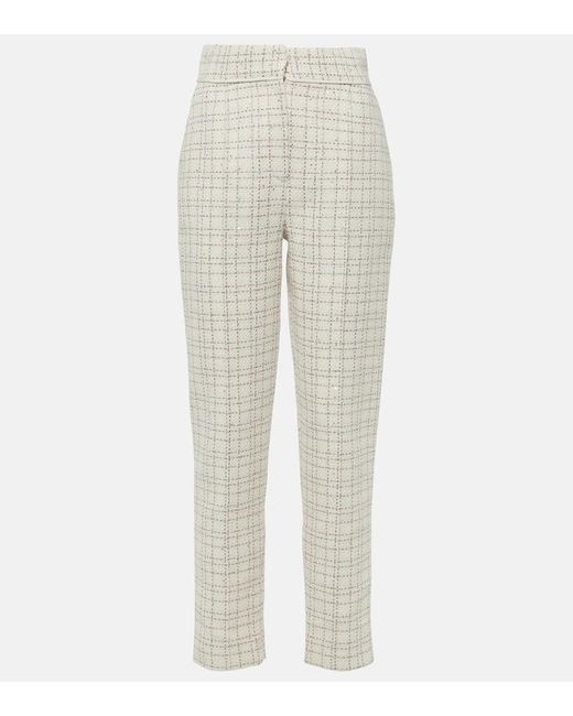Pantalones de tweed de mezcla de algodon Elie Saab de color White