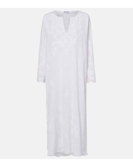 Juliet Dunn White Bestickter Kaftan Aus Baumwolle