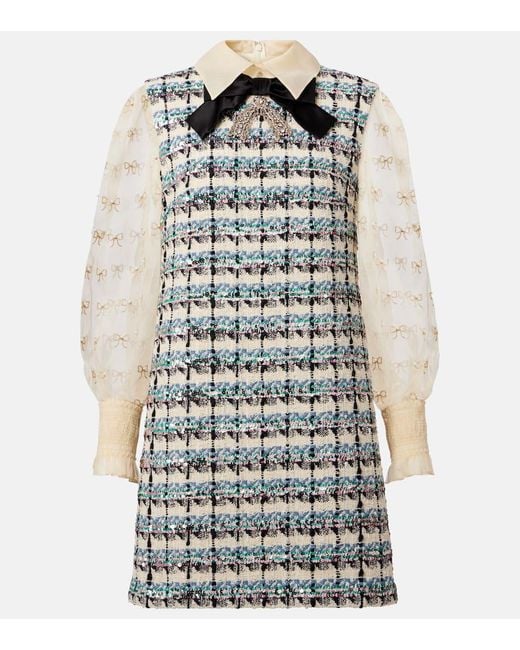 Valentino Blue Verziertes Minikleid