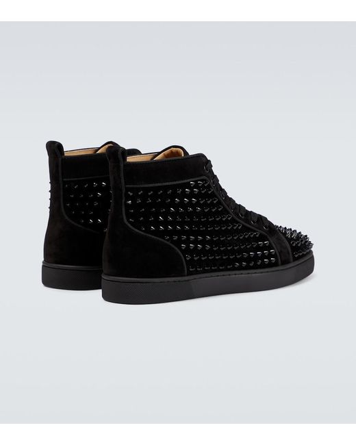 Christian Louboutin Black Louis Orlato Suede High-Top Sneakers for men