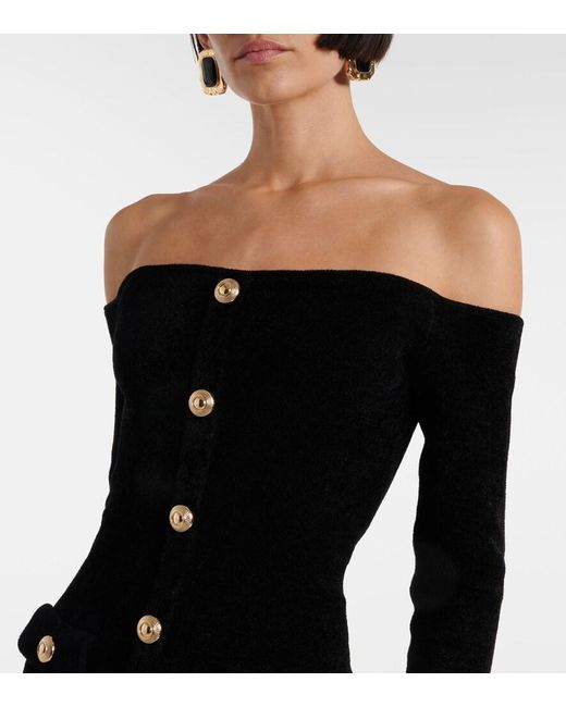 Self-Portrait Black Chenille Minidress