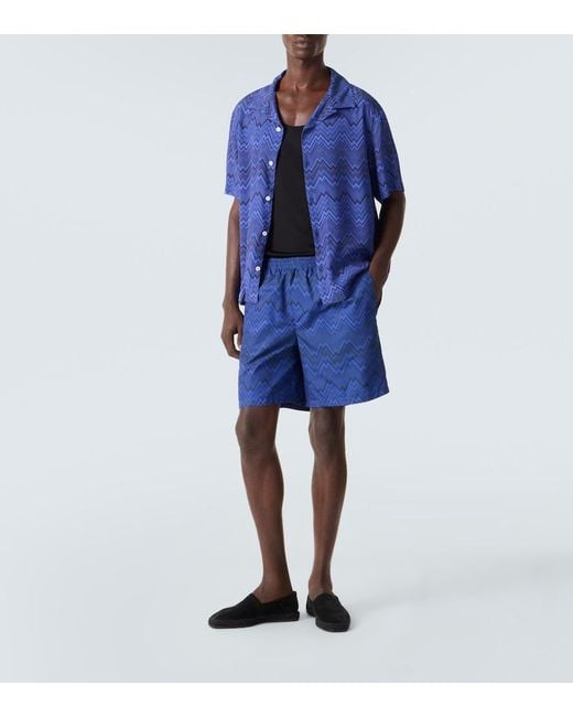Missoni Blue Zigzag Bowling Shirt for men