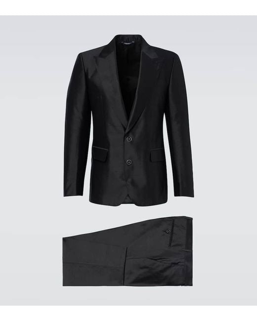 Dolce & Gabbana Black Silk Twill Suit for men