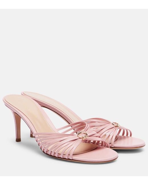Gianvito Rossi Pink Vyna 70 Leather Mules
