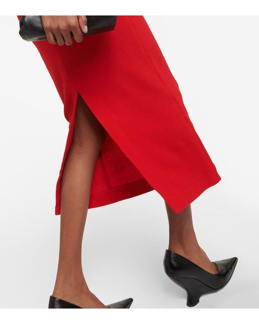 Roland Mouret Red Origami Wool Midi Dress