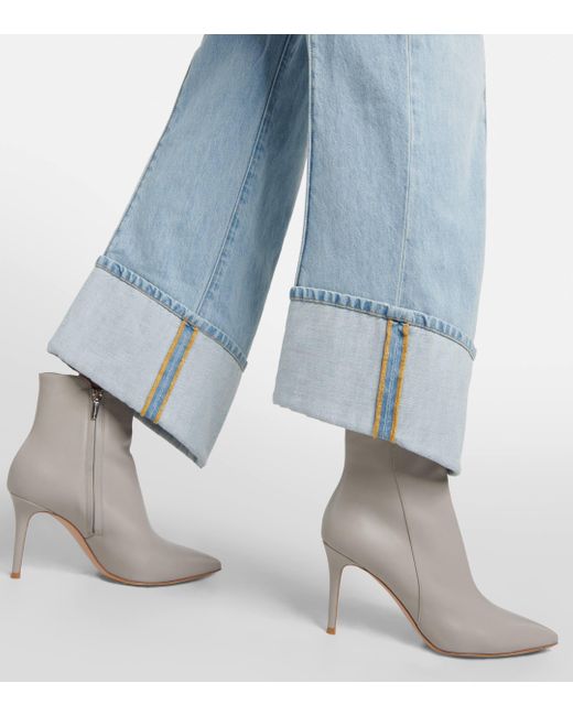 Gianvito Rossi Gray Levy 85 Leather Ankle Boots