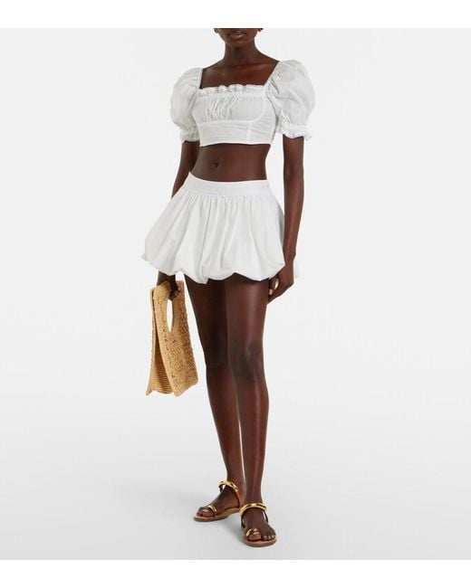 Bananhot White Micaela Cotton Poplin Miniskirt